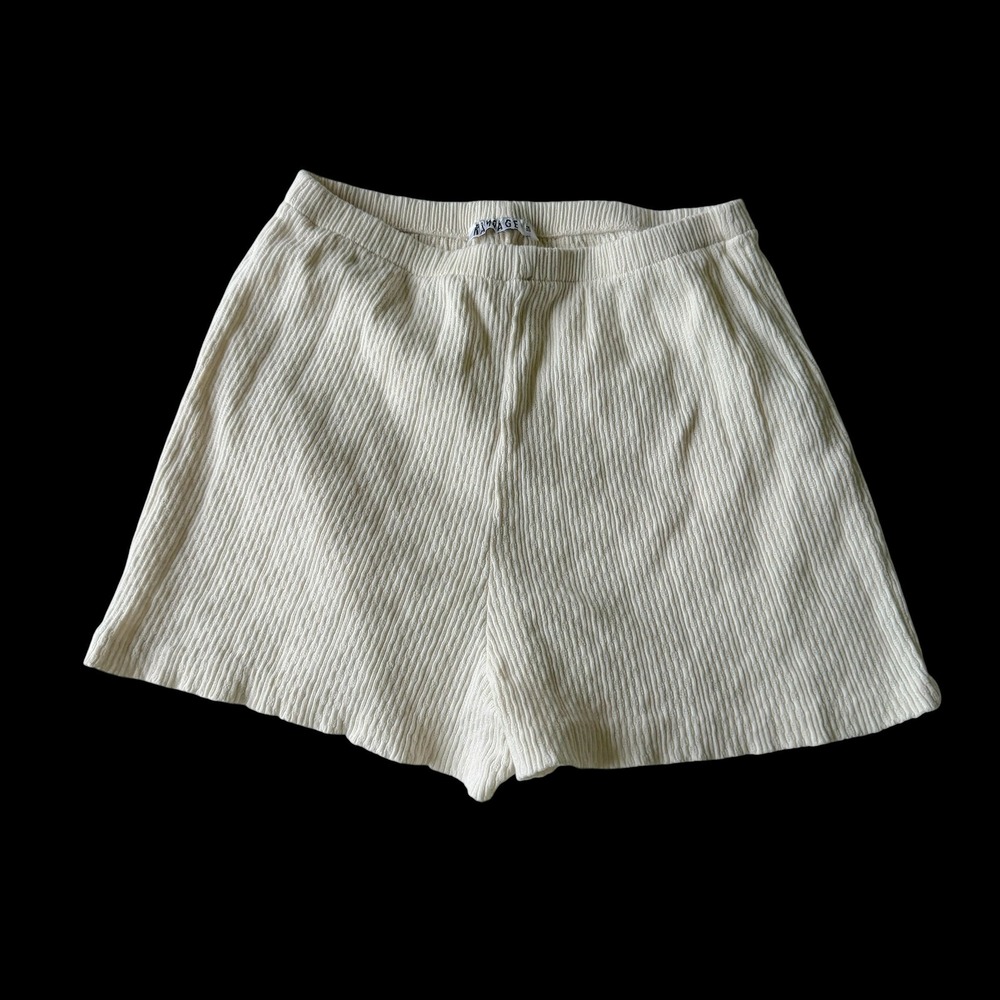 80's Rampage Beach Cream Ribbed‎ Knit High Waisted Lounge Shorts Sz Small